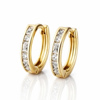 Kolczyki ze stali szlachetnej platerowane 14k złotem, z cyrkoniami KOŁA KST3417