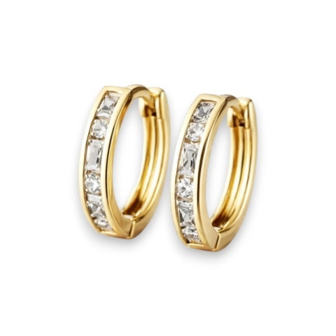 Kolczyki ze stali szlachetnej platerowane 14k złotem, z cyrkoniami KOŁA KST3417