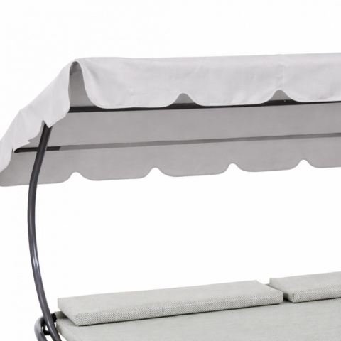 Leżak ogrodowy, leżanka dwuosobowa z baldachimem szary 200x173x155cm LE02