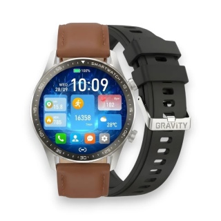 SMARTWATCH MĘSKI GRAVITY GT10-8 - AMOLED, DODATKOWY PASEK (sg046h)