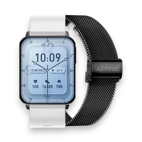 Smartwatch Gravity Biało Czarny 2 Paski GT17-8