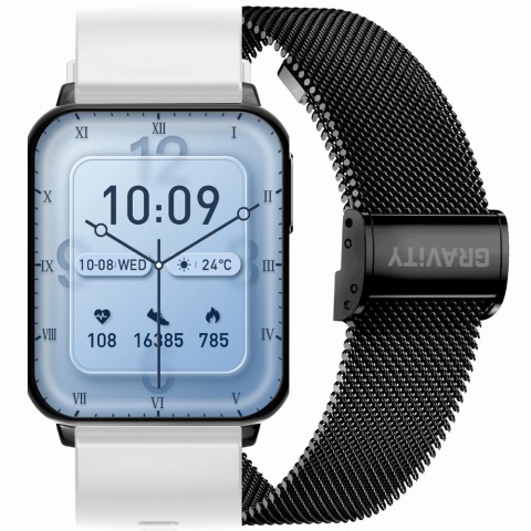 Smartwatch Gravity Biało Czarny 2 Paski GT17-8