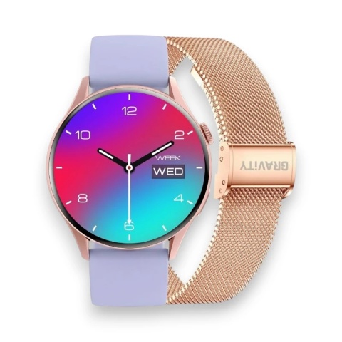 Smartwatch Gravity Różowe Złoto Pasek + Bransoleta GT11-7