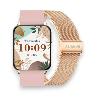 Smartwatch Gravity Różowe Złoto Różowy 2 Paski GT17-1
