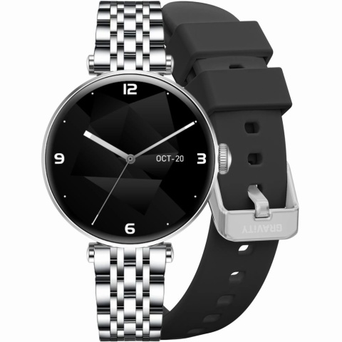 Smartwatch Gravity Srebrno Czarny 2 Paski GT26-9