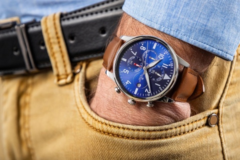 Zegarek Męski Giewont Chronograph Sapphire Brązowo Niebieski GW5630-A6