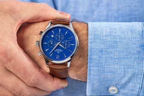 Zegarek Męski Giewont Chronograph Sapphire Brązowo Niebieski GW6310-A5